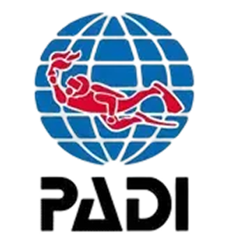 PADI logo featuring a red diver